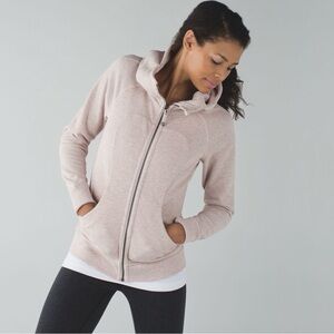 Lululemon Full zip scuba hoodie IV heathered mink berry size 4 blended fleece